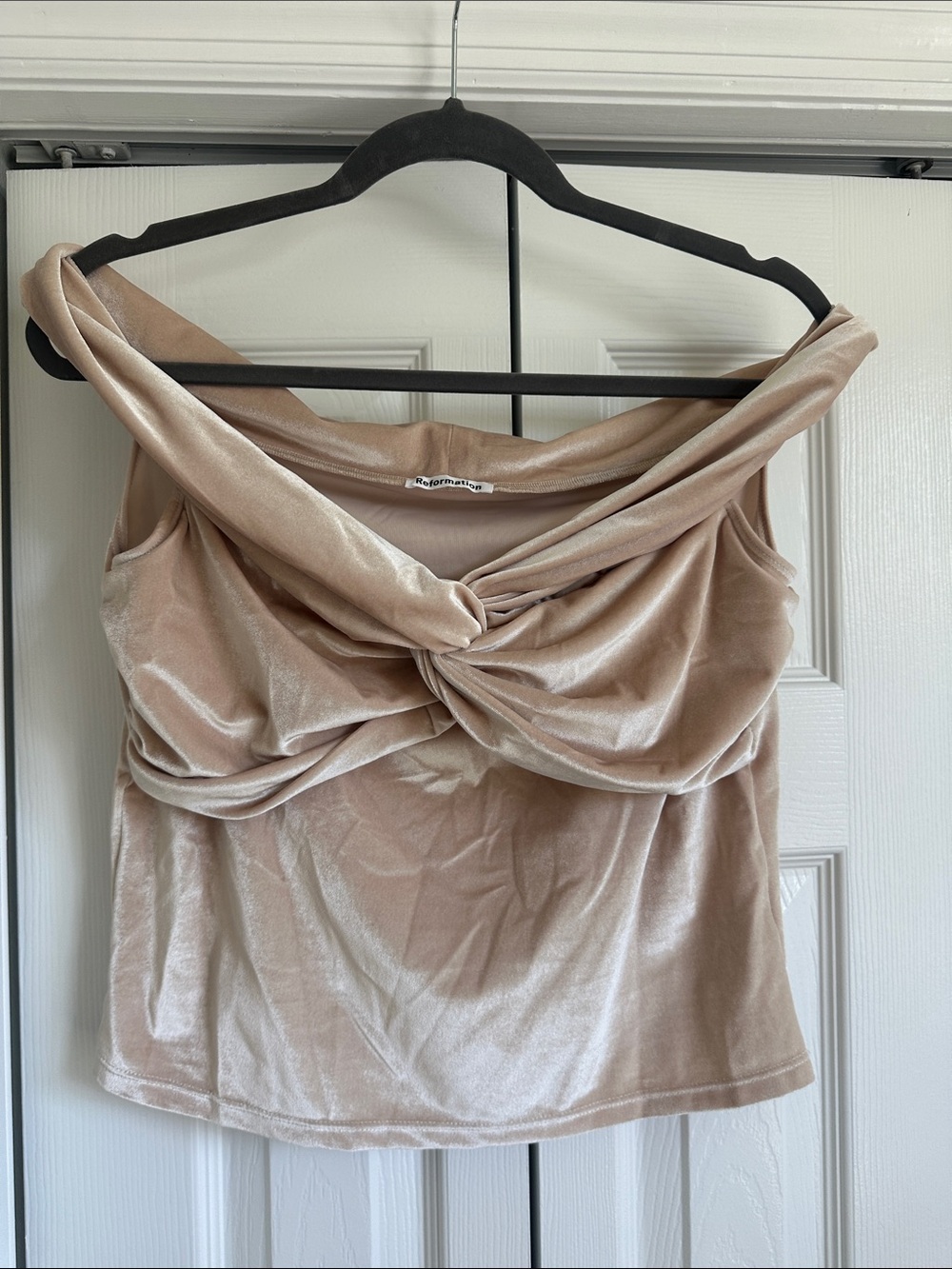 Reformation Twist-Front Velvet Camisole - Beige